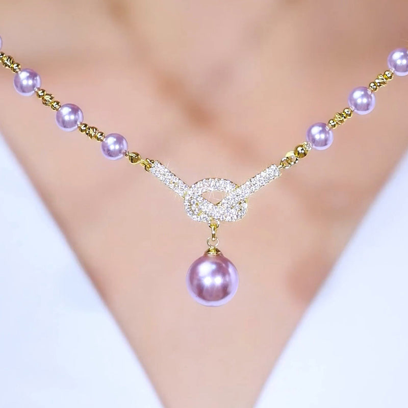 Purple Pearl Necklace Women's Temperament Fashionable and Versatile Clavicle Chain Accessories