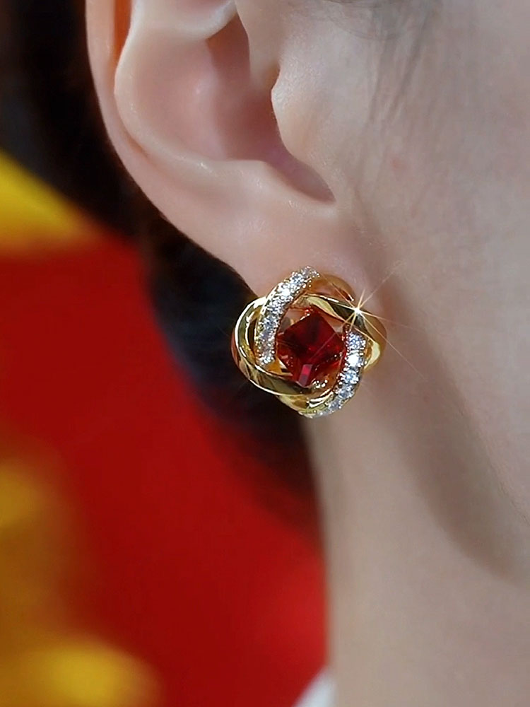 Wrapped Square Zircon Earrings With Super Sparkling Temperament And Popular Accessories