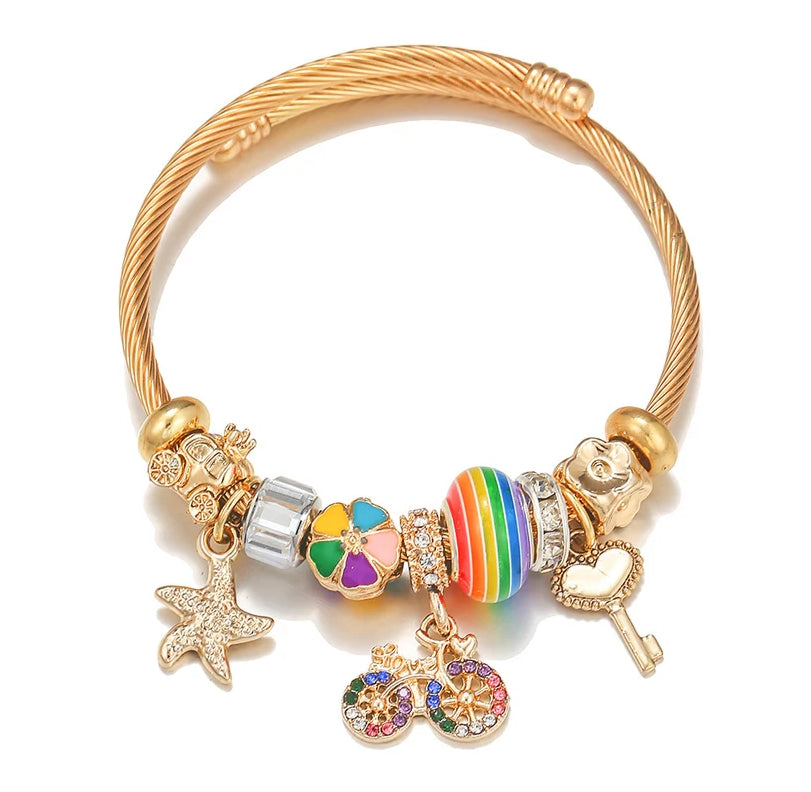 Colorful Bicycle Pendant Childhood Diy Bracelet Jewelry