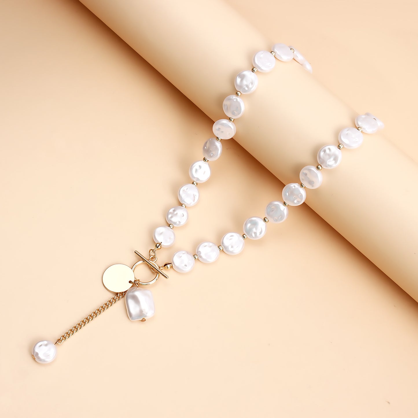 Simple Single Layer Pearl Necklace Tassel Sweater Chain