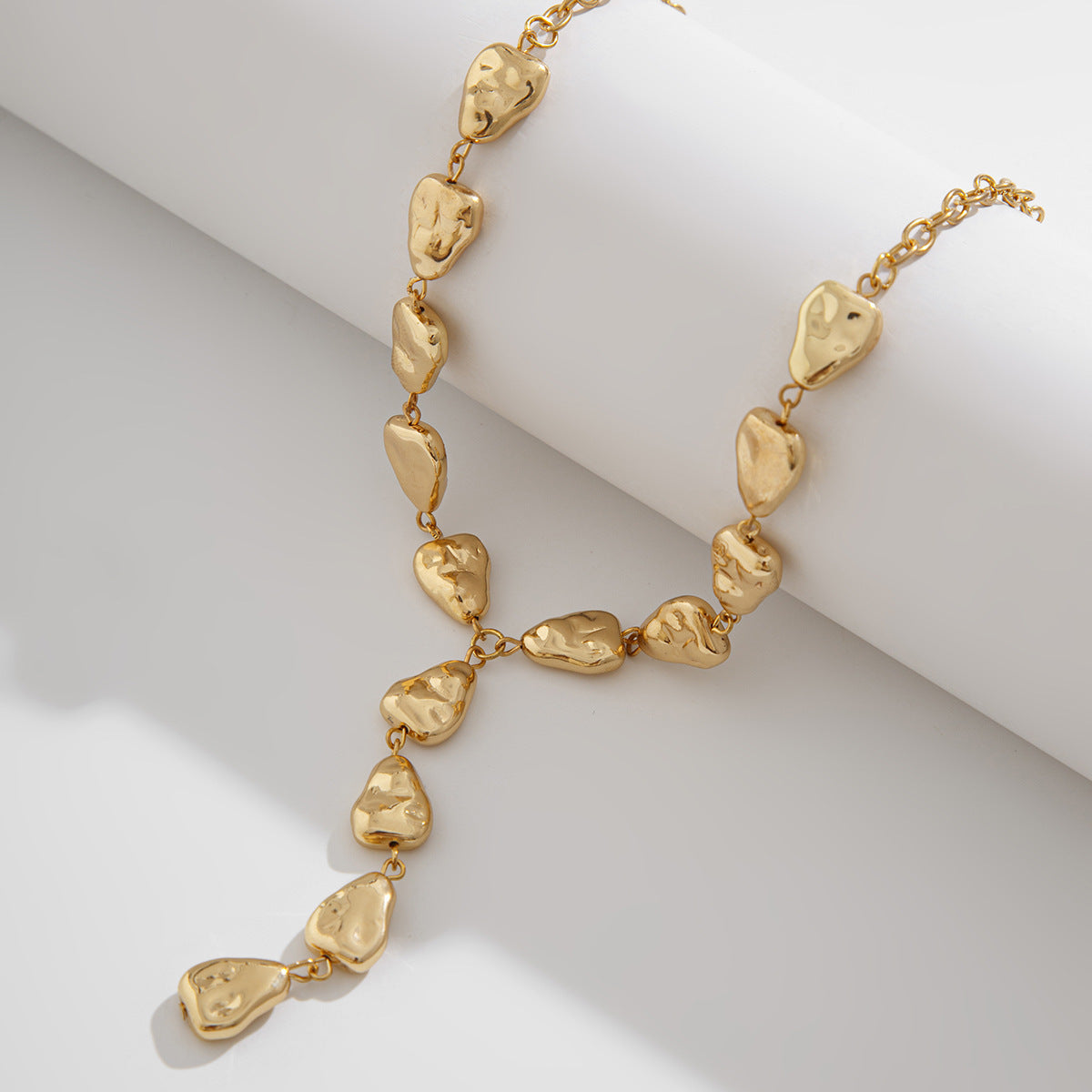 Schmuck Halskette Unregelmäßige Barock Y-förmige Schlüsselbeinkette Flache Tropfen Anhänger Halskette Weiblich