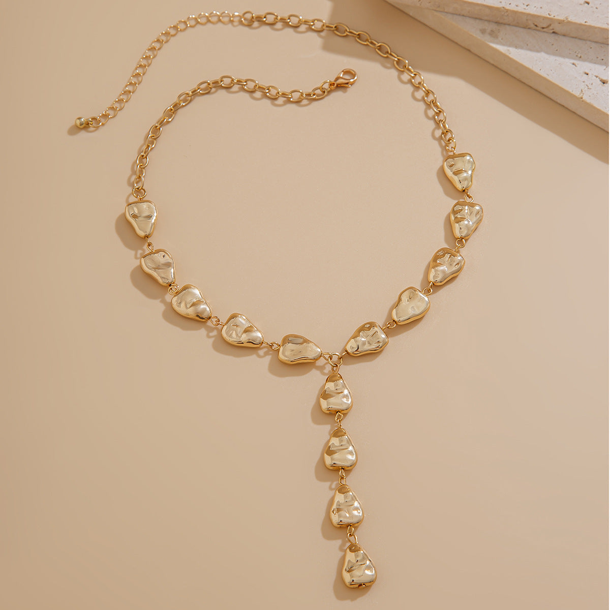 Schmuck Halskette Unregelmäßige Barock Y-förmige Schlüsselbeinkette Flache Tropfen Anhänger Halskette Weiblich