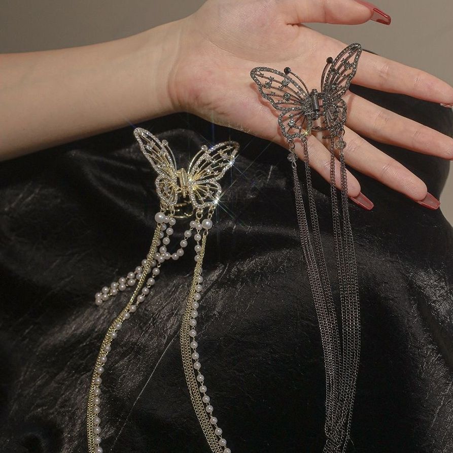Exquisite Temperament Butterfly Tassel Hair Clip High-end Shark Clip Headdress