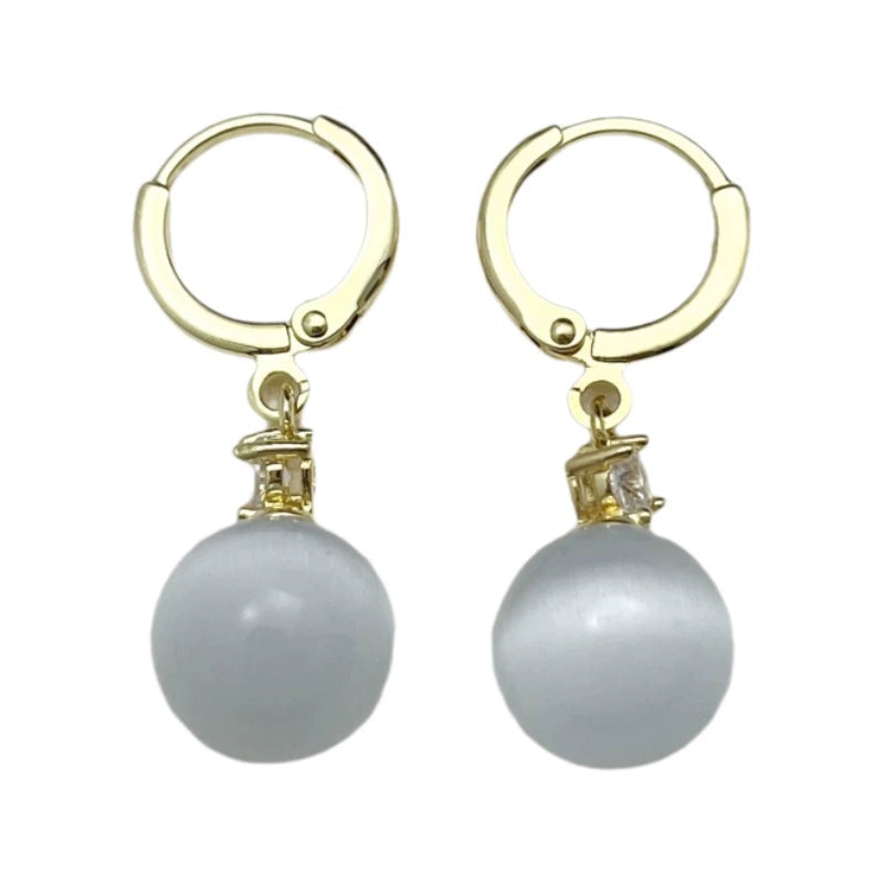 S925 Silver Needle Cat's Eye Earrings Small and Exquisite Earrings