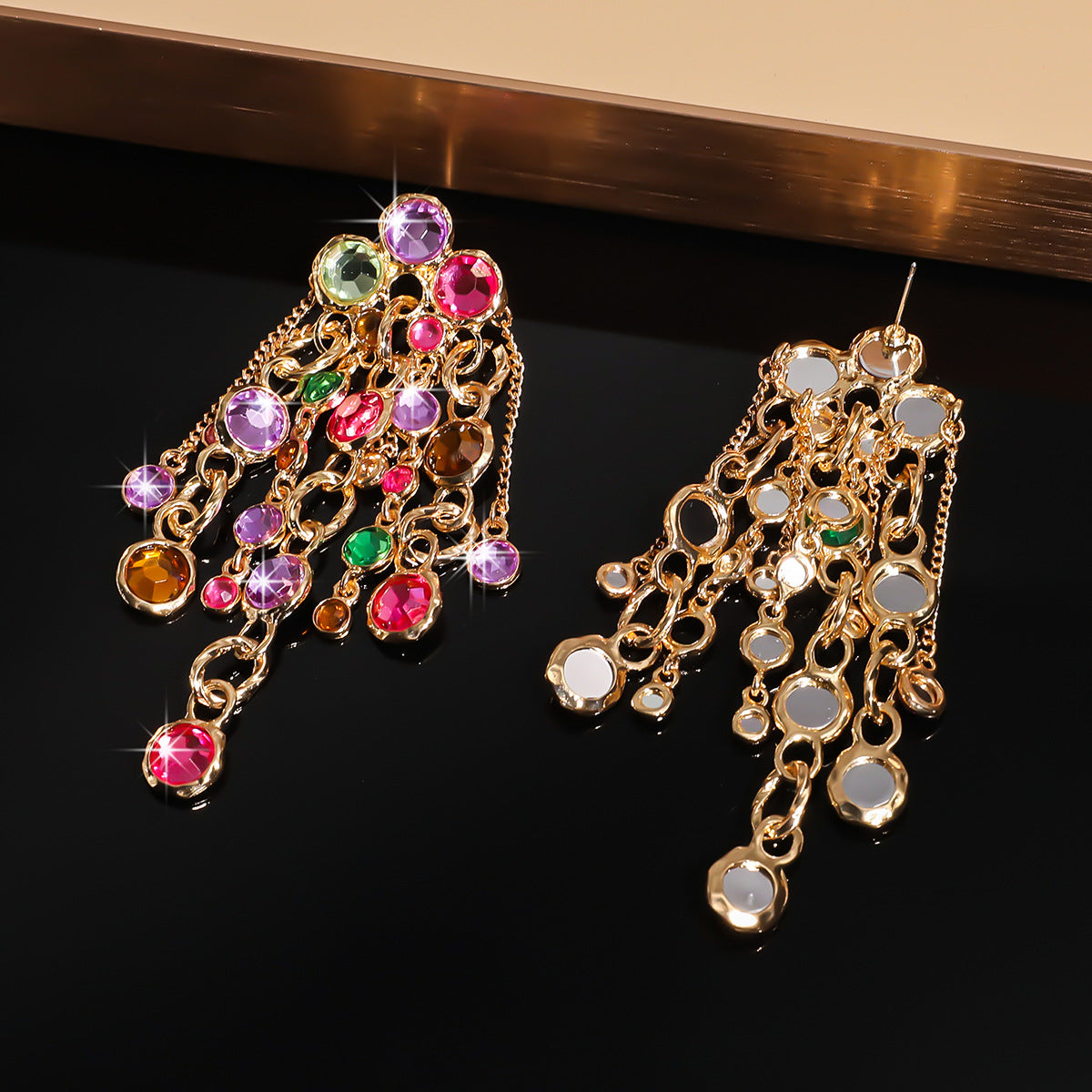 Fashion Bohemian Long Chain Diamond Tassel Earrings For Women