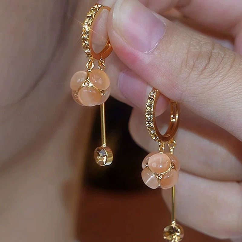 New Diamond Ball Long French Tassel Earrings for Women