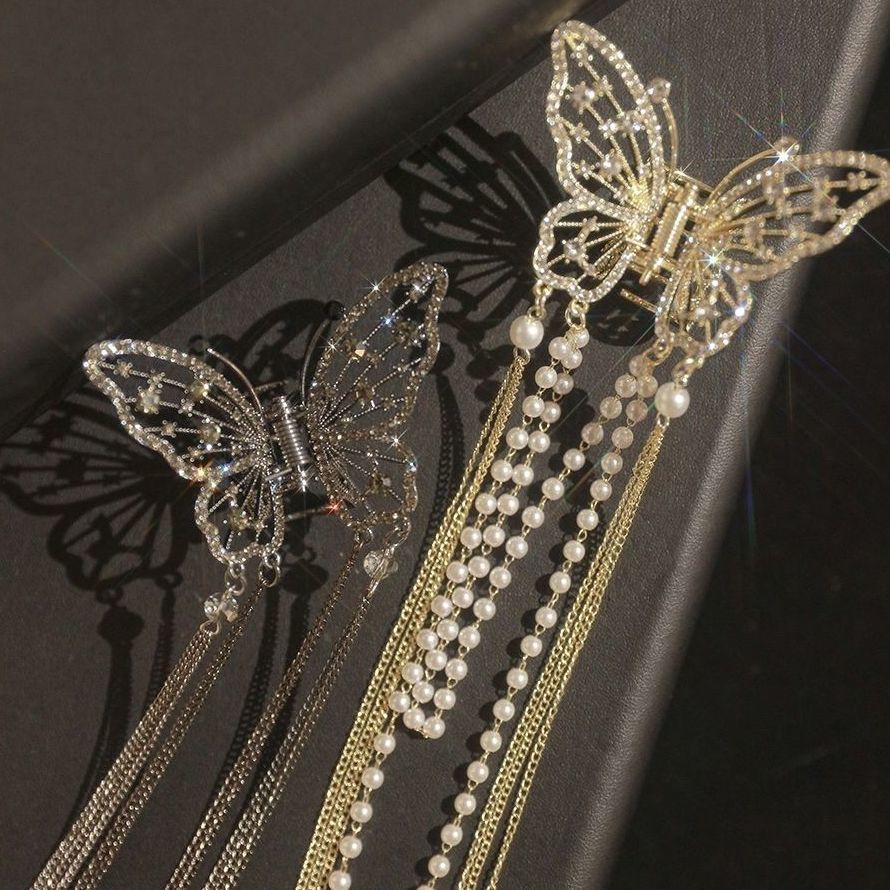 Exquisite Temperament Butterfly Tassel Hair Clip High-end Shark Clip Headdress