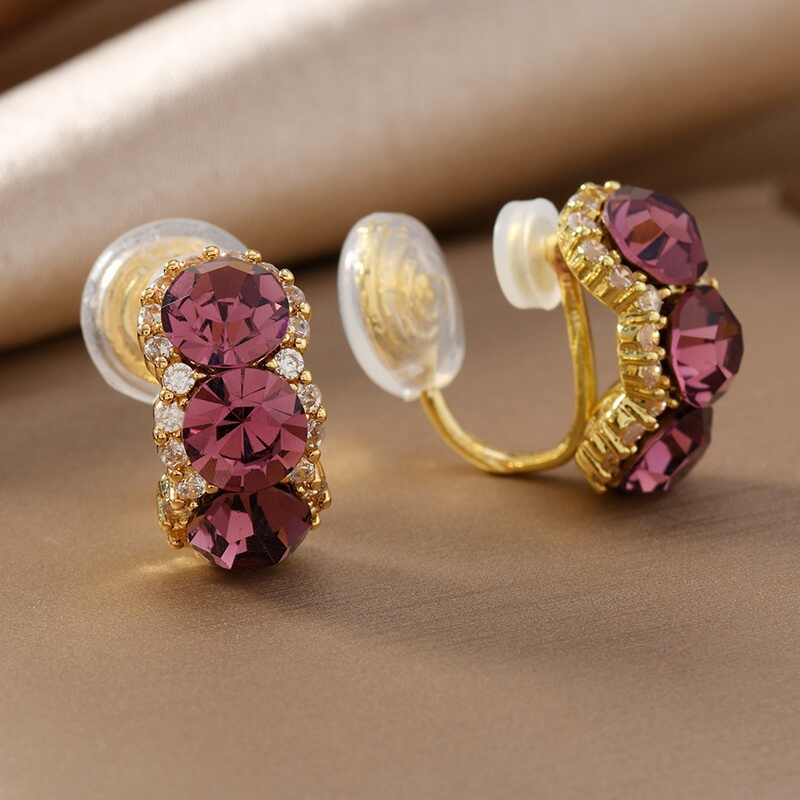 Elegant Purple Rhinestone Versatile Earrings — Women's Accessories