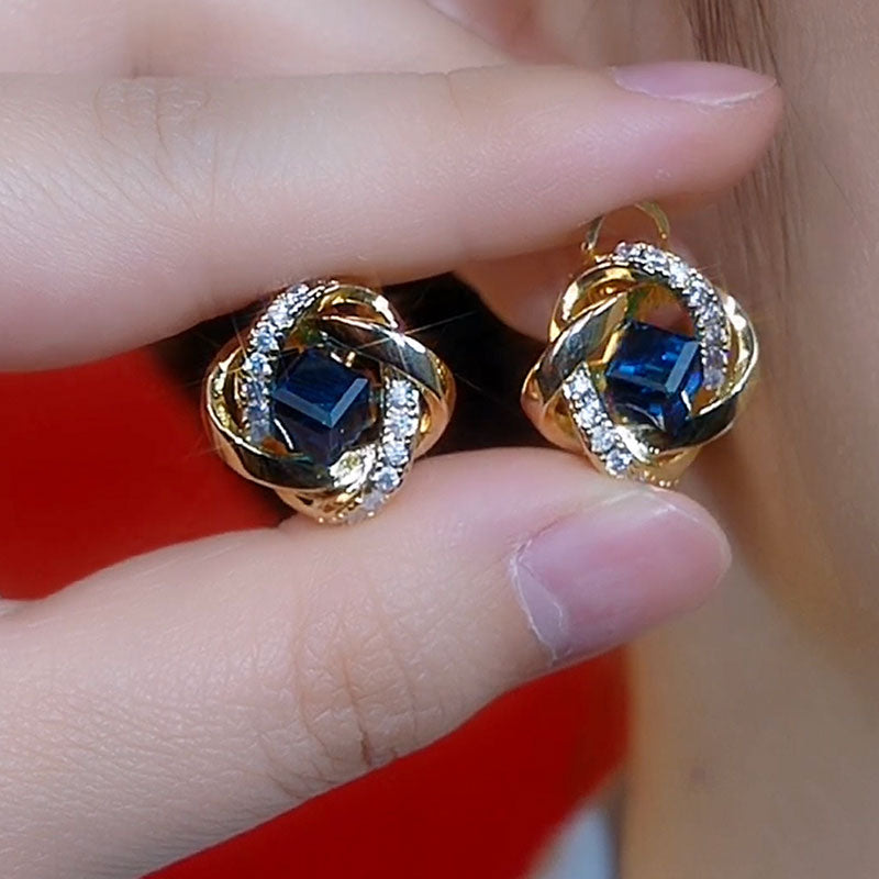 Wrapped Square Zircon Earrings With Super Sparkling Temperament And Popular Accessories
