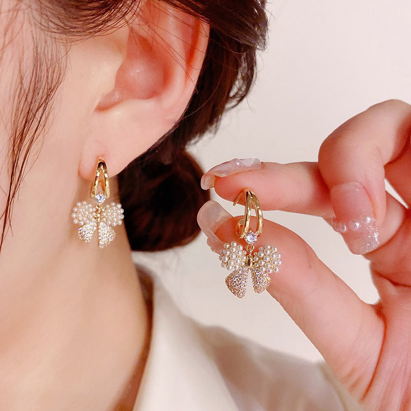 Fashionable And Fresh Bow Earrings S925 Silver Needle Earrings