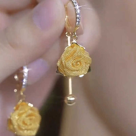 Discount Mesh Ball Rose Flower Earrings For Women