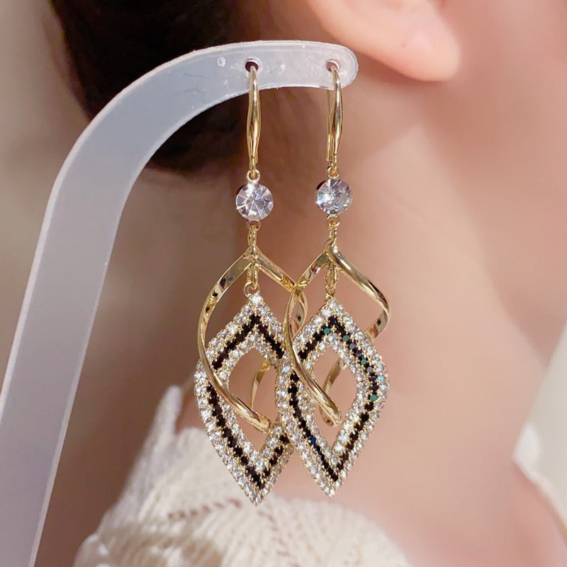 Geometric Light Luxury Rhombus Ear Hooks Elegant Earrings For Women
