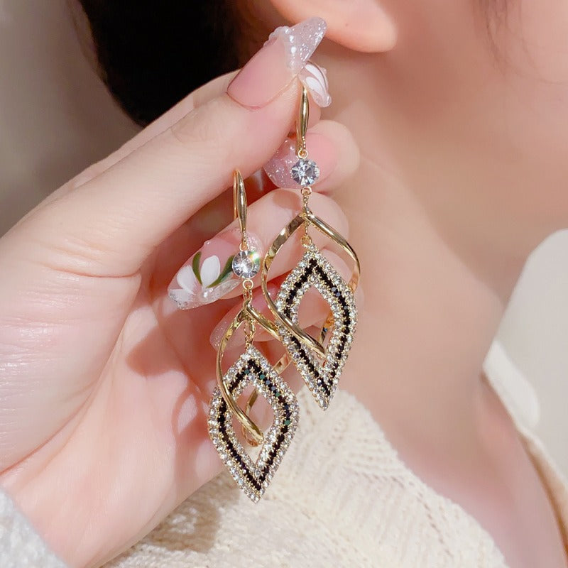 Geometric Light Luxury Rhombus Ear Hooks Elegant Earrings For Women