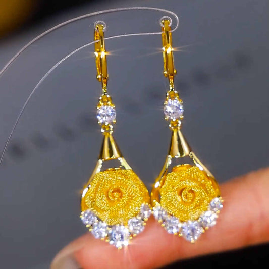 New Fashion Simple Temperament Rose Versatile Earrings for Women