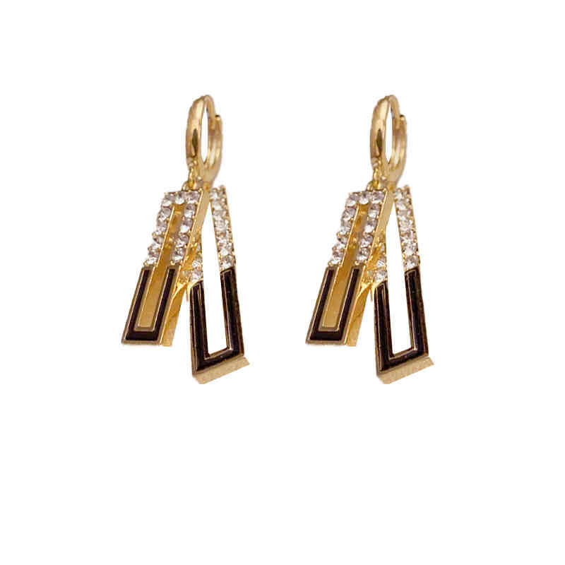 Simple And Fashionable Advanced Geometric Zircon Oil Drop Earrings