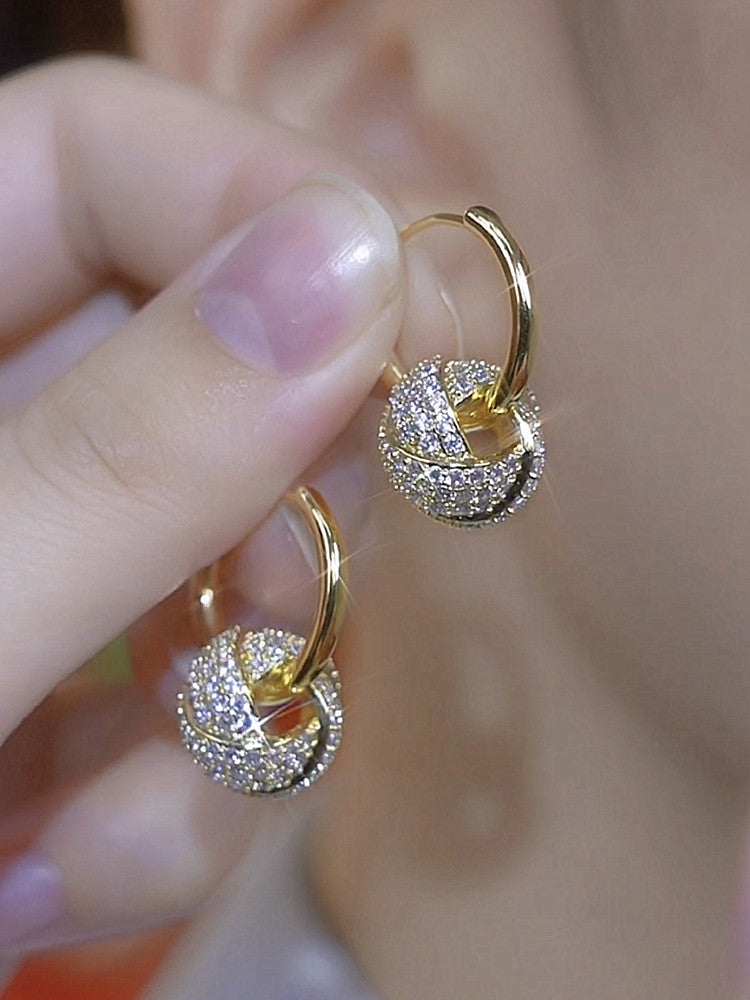 Elegant Rhinestone Ball Hoop Earrings for Women – Chic, Versatile & Stylish Everyday Jewelry