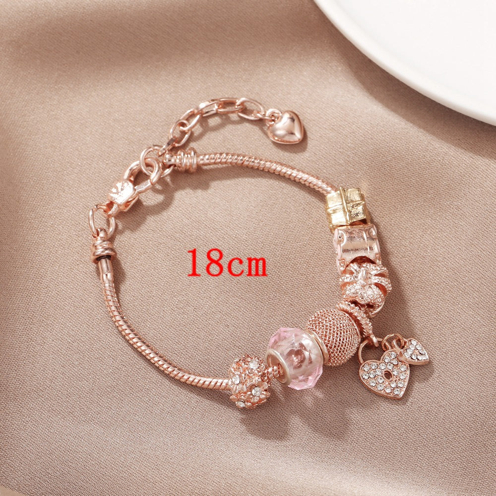 DIY Rosa Kleine Frische Blume Herz Abnehmbare Armband Für Frauen