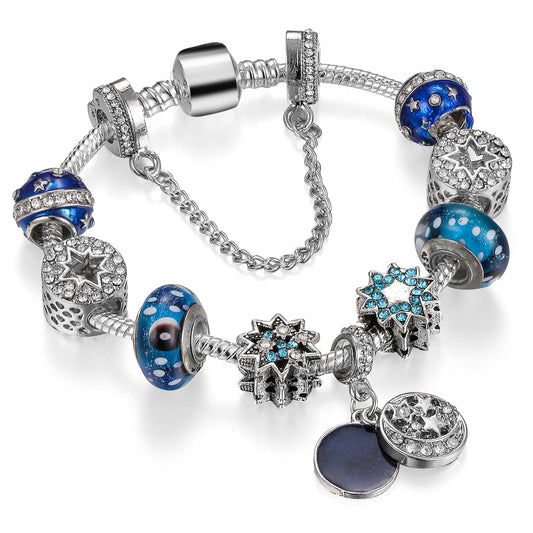 Blue Star Moon Finished Bracelet Snake Bone Five-Pointed Star Diy Beaded Bracelet
