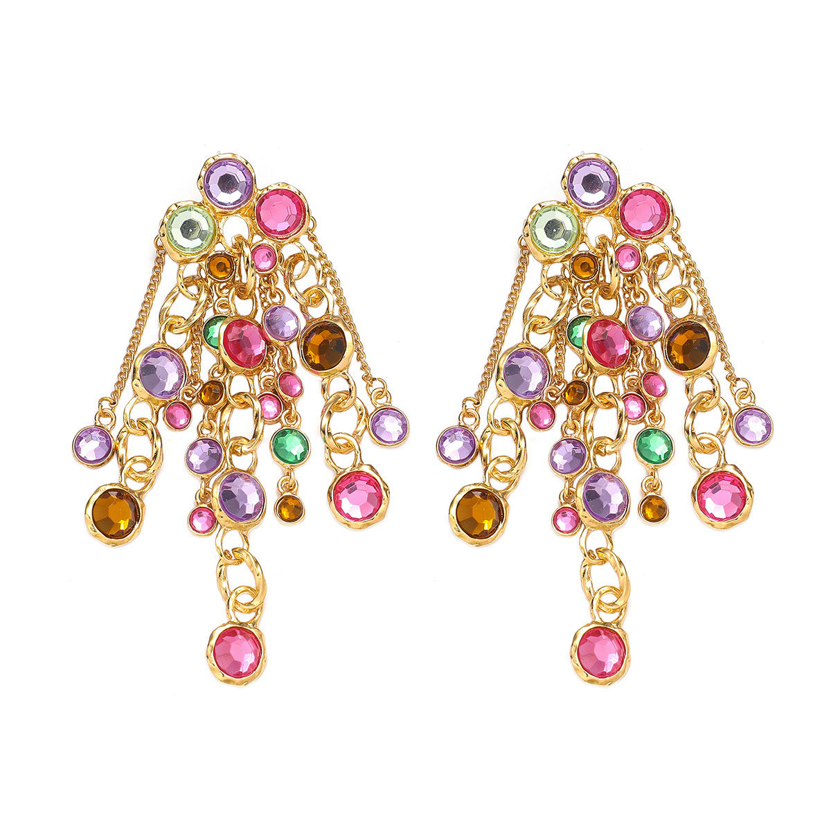 Fashion Bohemian Long Chain Diamond Tassel Earrings For Women