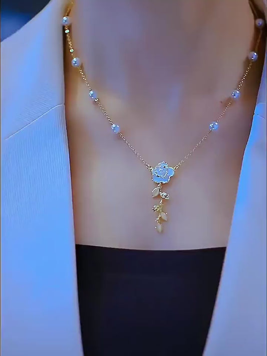 Camellia Pearl Fashion Necklace Collarbone Chain