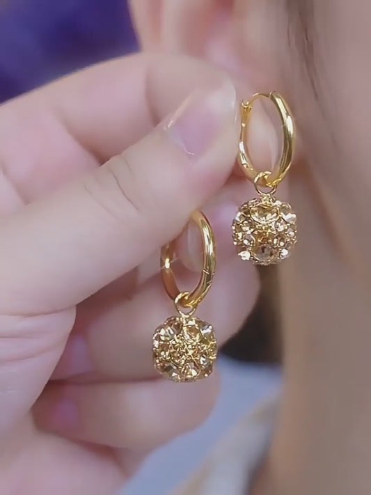 Fashionable Golden Zircon Ball Earrings For Women Accessories