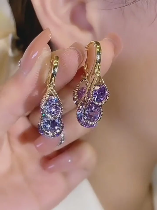Exquisite Purple Crystal Earrings for Women Accessories