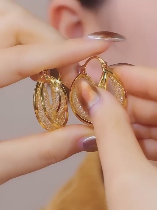 Unique Design And Temperament High-end Fashion Hollow Mesh Hoop Earrings