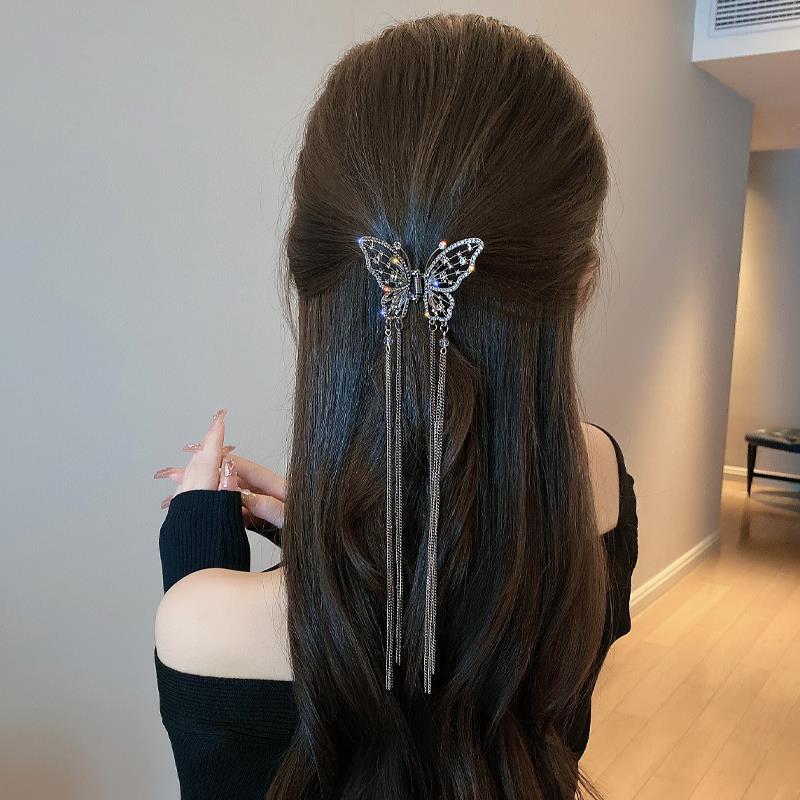 Exquisite Temperament Butterfly Tassel Hair Clip High-end Shark Clip Headdress